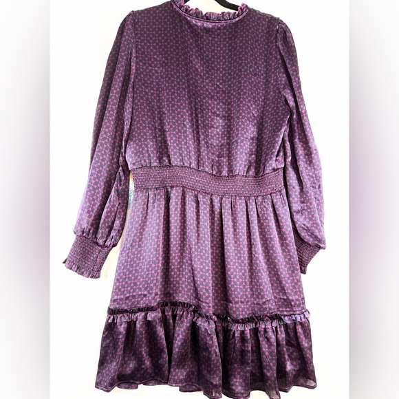 CECE DUPRAZ Ruffle Tie Neck Long Sleeve Dress - Meadow Green Size M - Picture 5 of 9